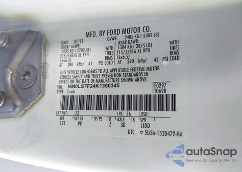 2019 Ford Transit Connect Xlt from USA, damaged, VIN NM0LS7F24K1390345